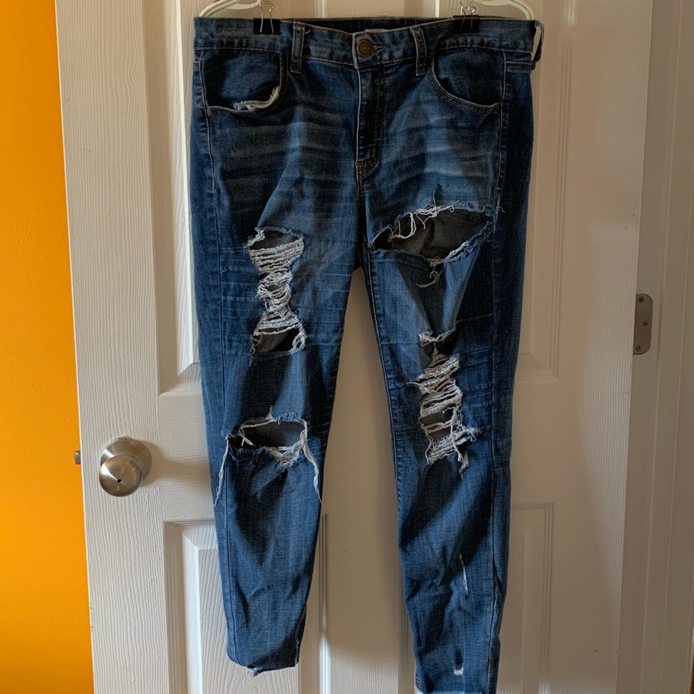 So Low Rise Blue Ankle Jeggings